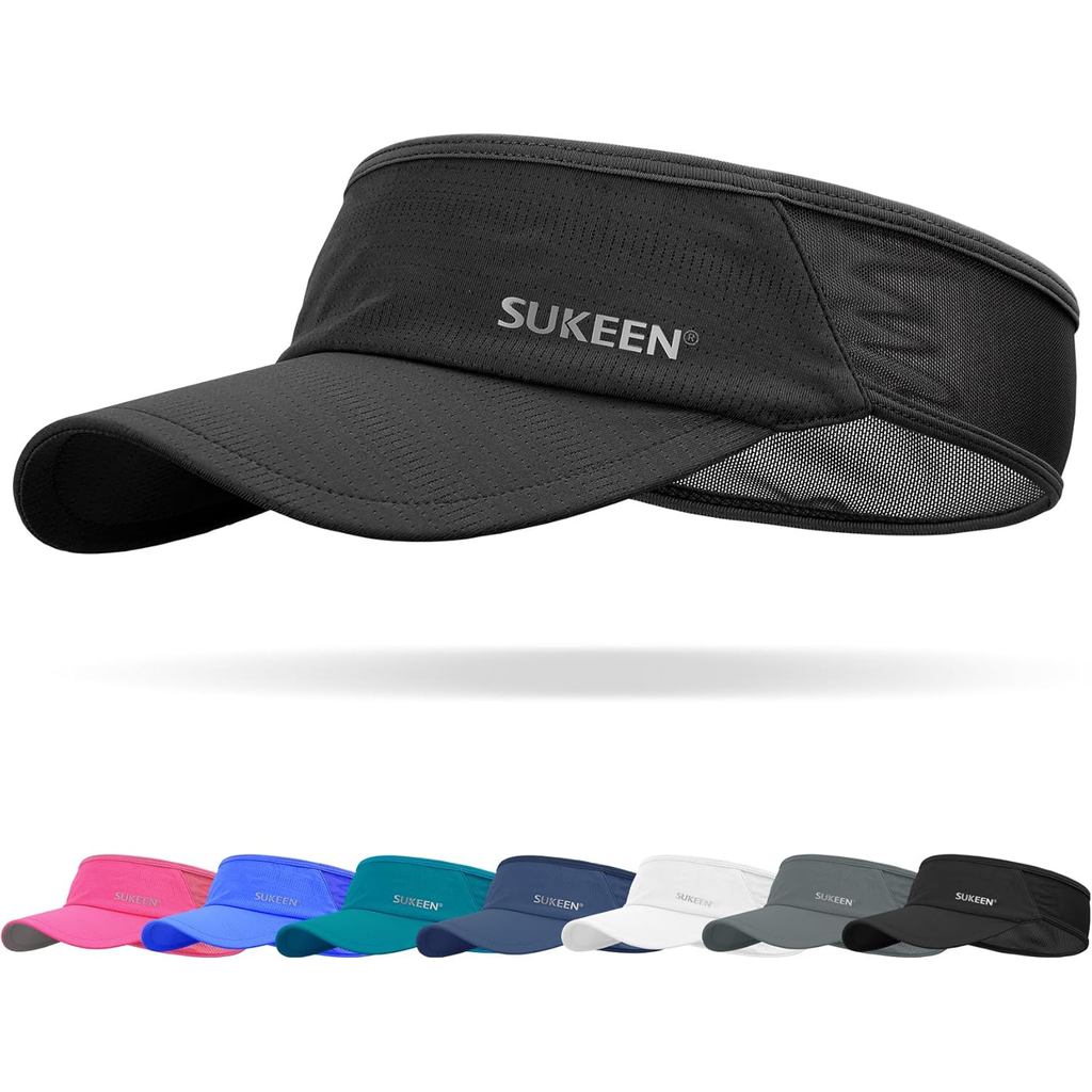 Sukeen Sports Sun Visor Men Women Lightweight Packable Cooling Stretchy Visor Hat for Running, Tenni