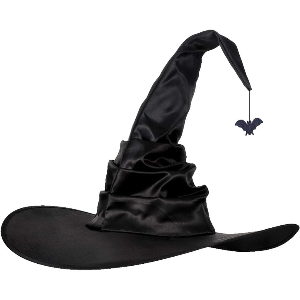 Witch Hat, 18 Inches Wicked Wizard Hat with Wide Brim, Cosplay Accessories for Women Halloween Witch