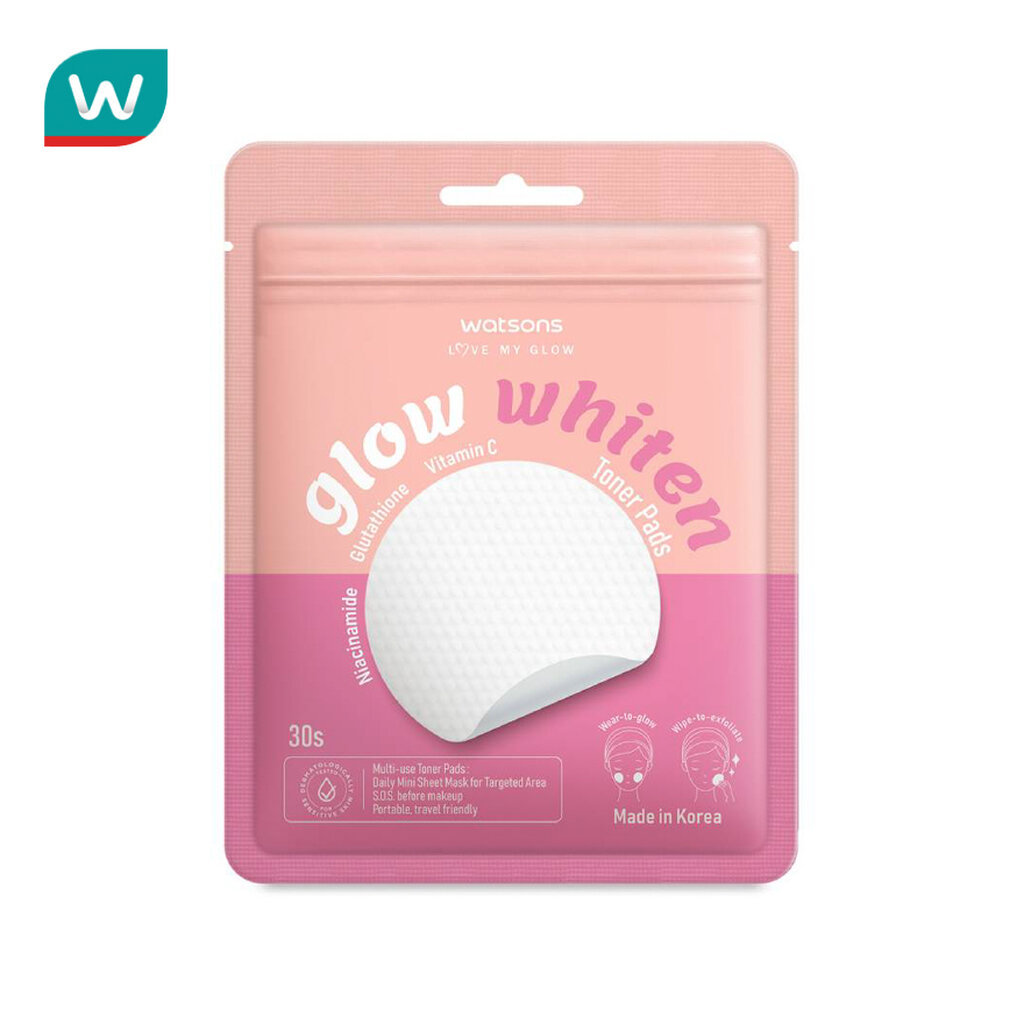 Watsons วัตสัน โกลว์ ไวท์เทน โทนเนอร์ แพดส์ 30 ชิ้น.