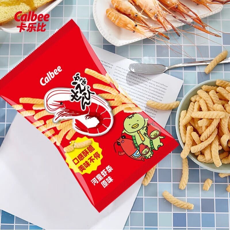 Calbee Thai นําเข้า Crobi Hetong Prawn Cracker เฟรนช์ฟรายส์ Non-Fried Kids Snacks Casual Internet Ce