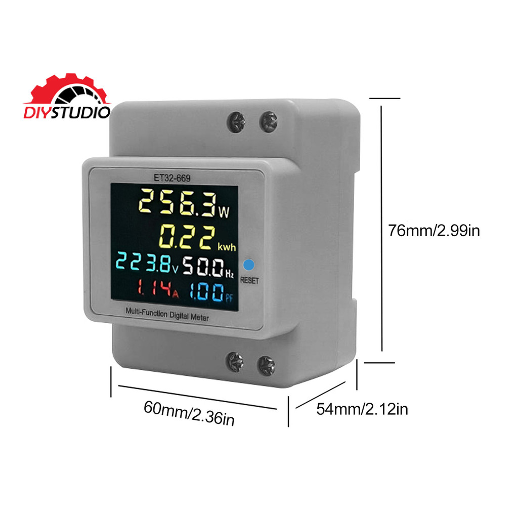 ET32-669 AC 40.0-300.0 V 100A DIN Rail การติดตั้ง Digital Multi-Function Single-Phase เครื่องวัดพลัง