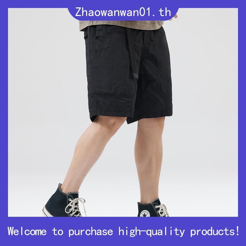 กางเกงขาสั้น เอวยืด ผ้าเวสปอยท์ ทรงหลวม สไตล์ญี่ปุ่น SHWING BELTED SHORT