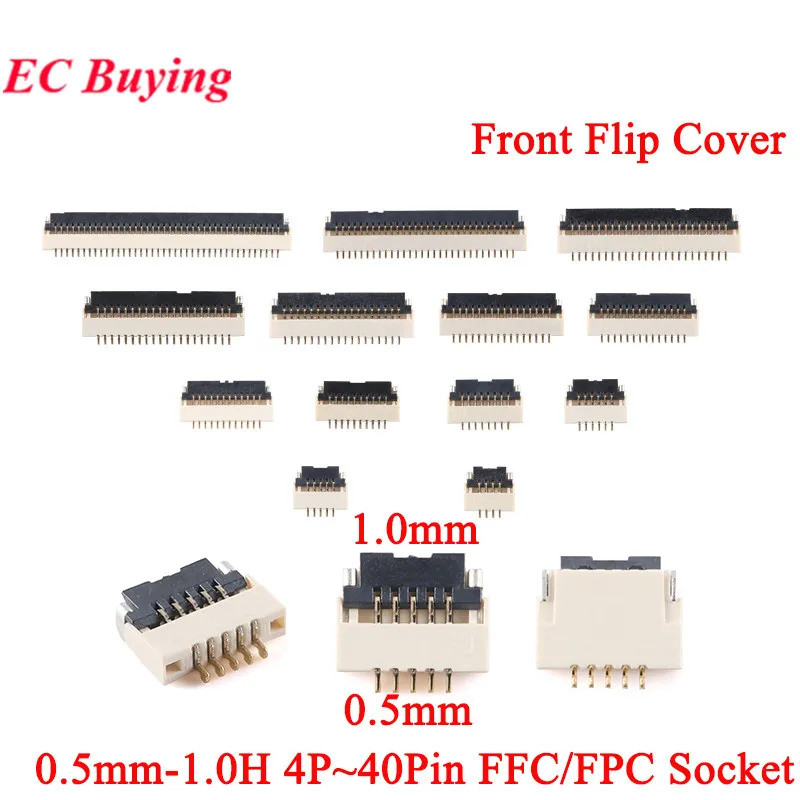 10PCS FFC/FPC ซ็อกเก็ต 0.5 มม.Pitch 1.0H คู่แบนสายเชื่อมต่อฝาครอบด้านหน้า Clamshell ประเภท 4 P/5 P/6