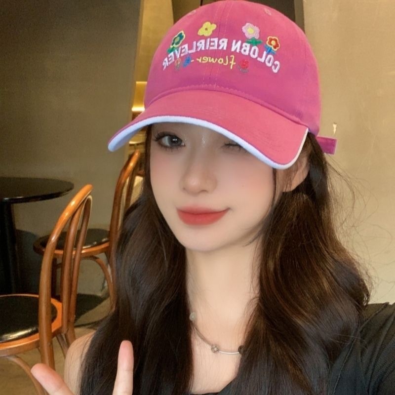 Miss_J พร้อมส่งจากกทม🎀หมวกเบสบอลปักดอกไม้ หมวกกันแดดสีมาการอง น่ารักหวาน - รูปที่ 5