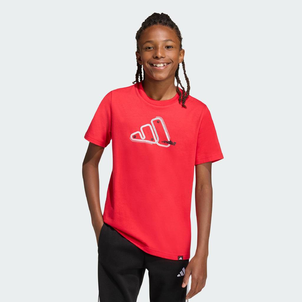 adidas ไลฟ์สไตล์ เสื้อยืดพิมพ์ลาย ADRENALINE AESTHETIC สำหรับเด็กโต เด็ก สีแดง KA0512