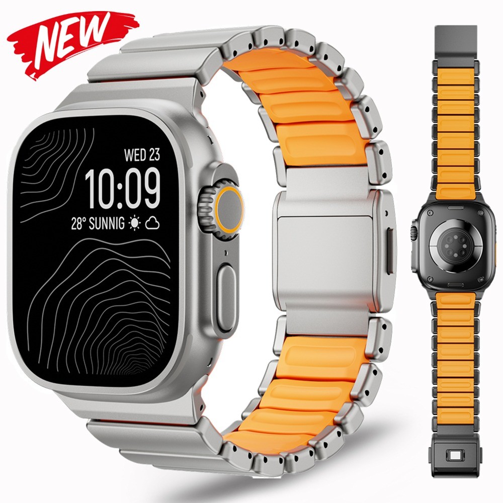 NOMAD สแตนเลส + ยางสําหรับ Apple Watch Ultra 3 2 49 มม.Series 11 10 46 มม.สายแม่เหล็กสําหรับ iWatch 