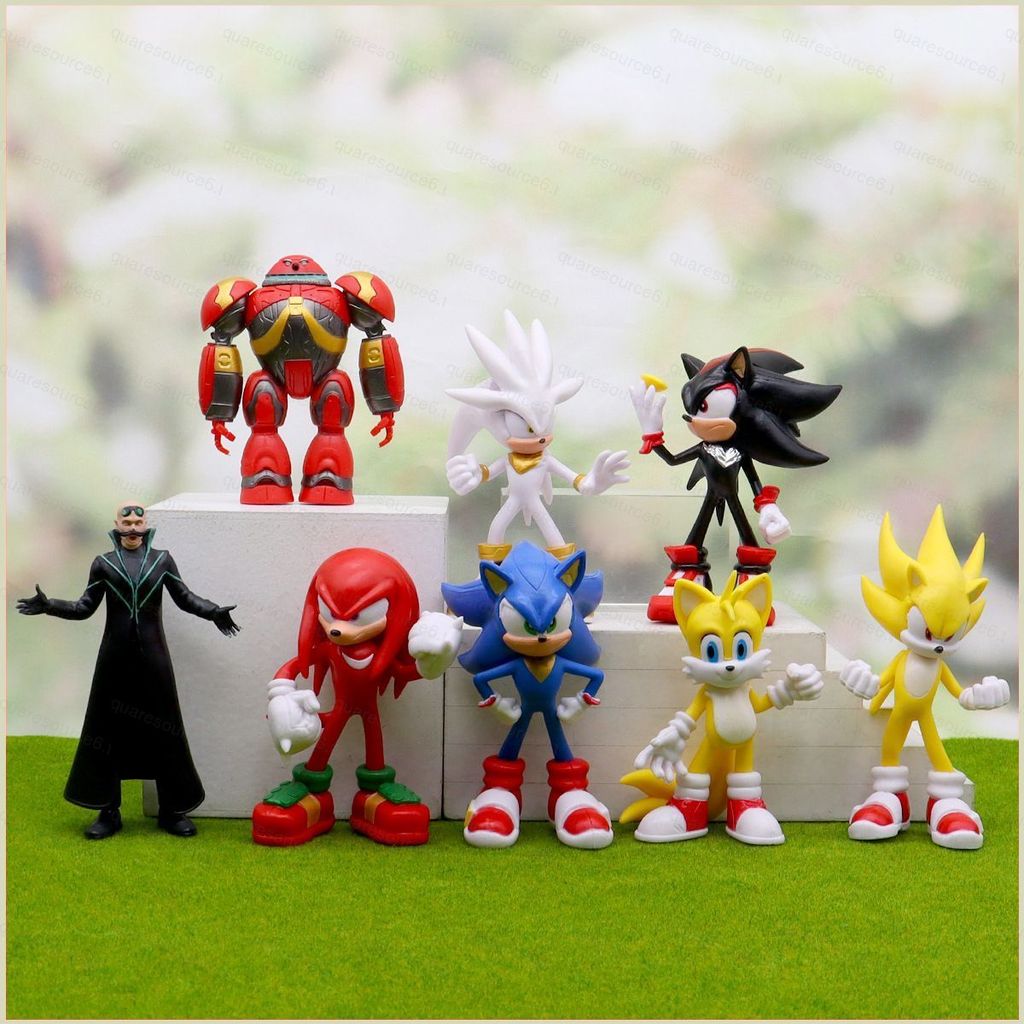 SC 8pcs Sonic the Hedgehog Action Figure Tails Amy Rose Knuckles the Echidna Shadow the Hedgehog ตุ๊
