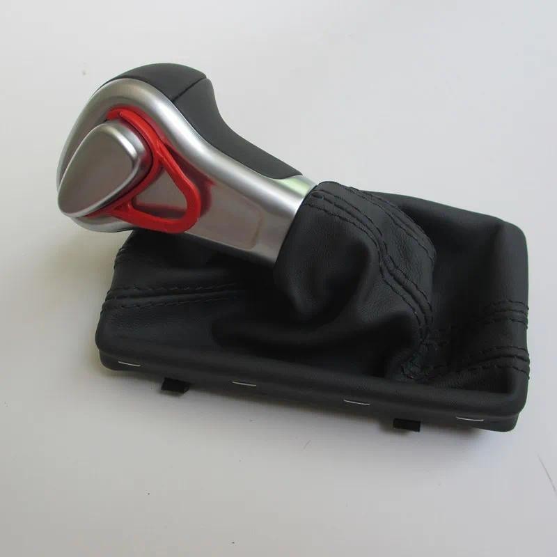 Original หนัง Chrome เกียร์ SHIFT Knob SHIFT Knob สําหรับ Audi A6 A7 A3 A4 A5 A6 C6 Q5 4G1 713 139 R