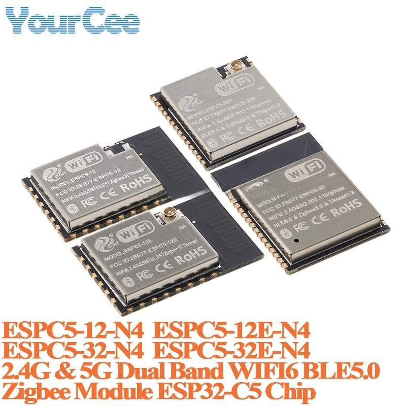 5 ชิ้น/1 ชิ้น ESP32-C5 ESP32C5 2.4G 5GHz Dual Band WIFI6 BLE BLE5.0 Zigbee โมดูล ESPC5-12-N4 ESPC5-3