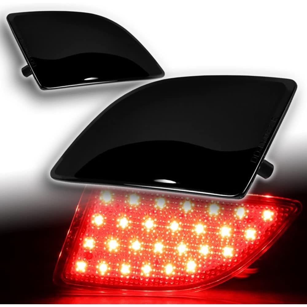 Q1-TECH, ไฟสะท้อนแสงกันชนหลัง LED ควันสําหรับ 2014-2018 Mazda 3 Hatchback, ไฟเลี้ยว & ไฟเบรค