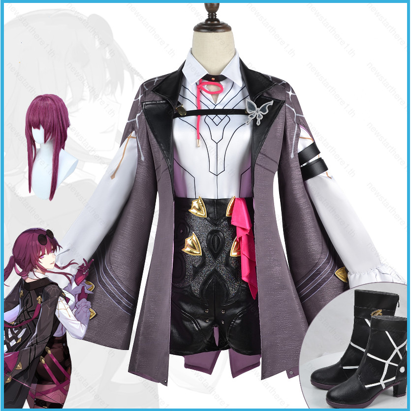 ชุดคอสเพลย์Honkai: Star Rail Kafka สำหรับผู้หญิง พร้อมวิกผมและรองเท้า เหมาะสำหรับการเฉลิมฉลองฮาโลวีน