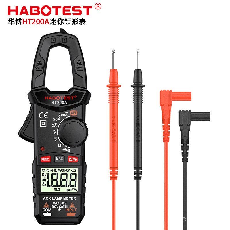 HABOTEST HABOTEST HT200A/B/D แคลมป์มิเตอร์พกพา ช่างไฟฟ้าแอมมิเตอร์ มัลติมิเตอร์แบบดิจิตอลแบบพกพา 200