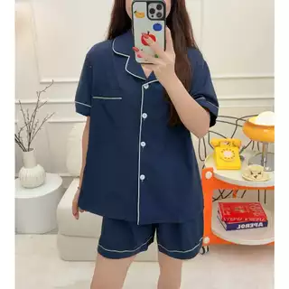 3333Y ชุดนอนไหมอิตาลีสีพื้นแขนสั้น ขาสั้น มี 2 ขนาดอก 42 และ 50 เนื้อผ้านุ่มลื่นใส่สบาย ชุดคนอวบ พร้อมส่ง