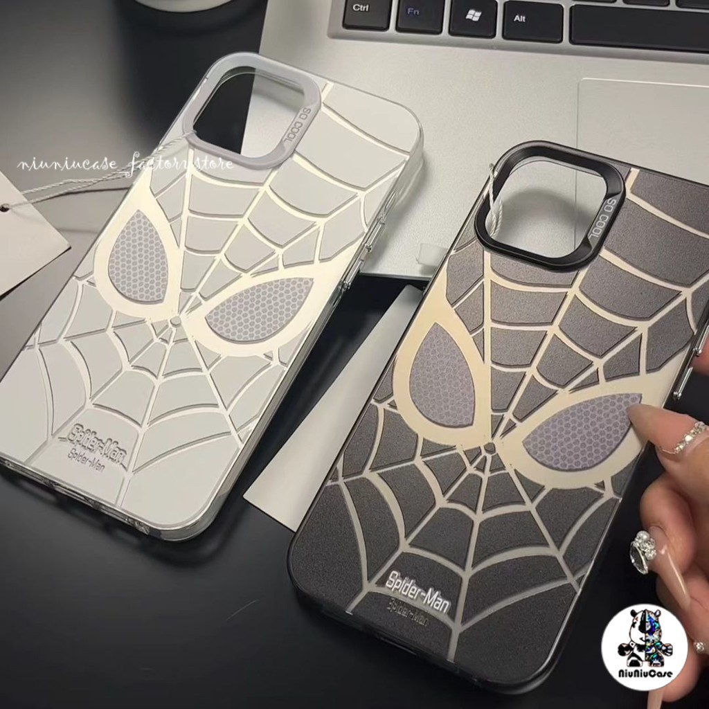 For iPhone 13 12 14 11 15 16 17 Pro Max  X Plus  7 8 วีรบุรุษใยไหม รูปแบบกรณีโทรศัพท์ Hardshellการแสดงออกของคู่รักน่ารัก