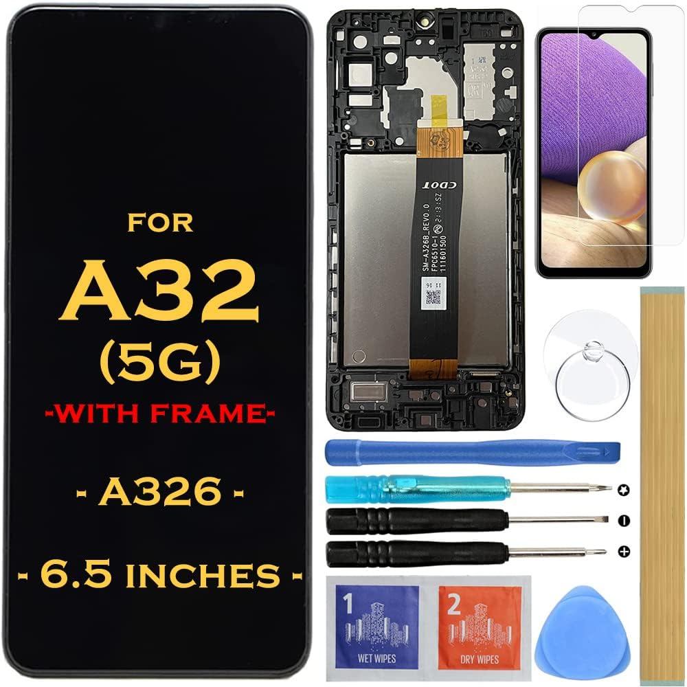 เปลี่ยนหน้าจอจอแสดงผล LCD Touch Digitizer Assembly กรอบสําหรับ Samsung Galaxy A32 5G 2021 A326 SM-A3