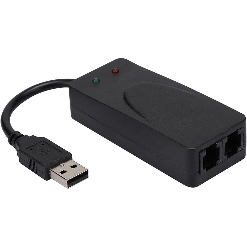 Flexman USB 2.0 56K โมเด็มภายนอกสําหรับ Win 7 Win 8 Win 10 Win XP, Dual Port Fax Data Modem with Voi