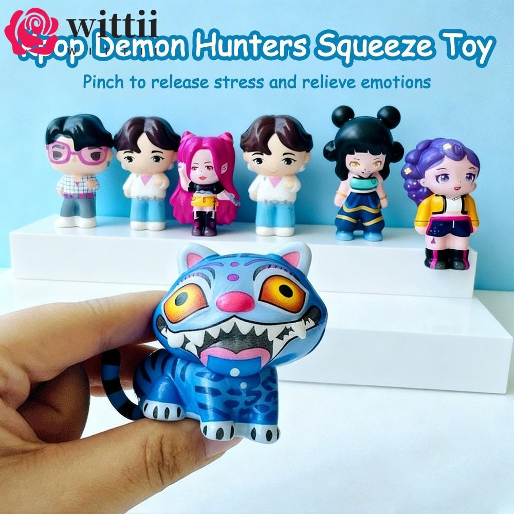 WITTII Kpop Demon Hunters ของเล่นบีบ, Derpys|ของเล่นสกุชชี่นุ่มนิ่มอนิเมะ​​, รูปปั้นแบบพกพา Rumi Mir