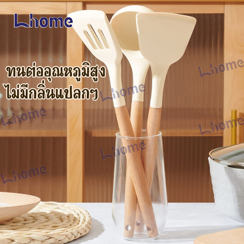 3 ชิ้น ขาว ซิลิโคน เครื่องครัว การปรุงอาหาร ทนต่ออุณหภูมิสูง แขวนได้ ชุดเครื่องใช้  อเนกประสงค์