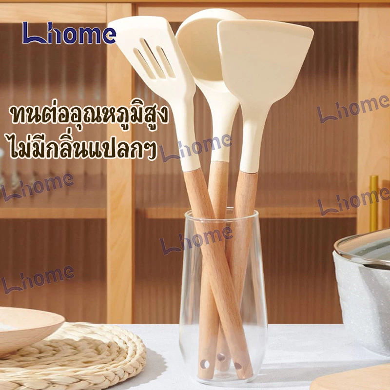 3 ชิ้น ขาว ซิลิโคน เครื่องครัว การปรุงอาหาร ทนต่ออุณหภูมิสูง แขวนได้ ชุดเครื่องใช้ อเนกประสงค์