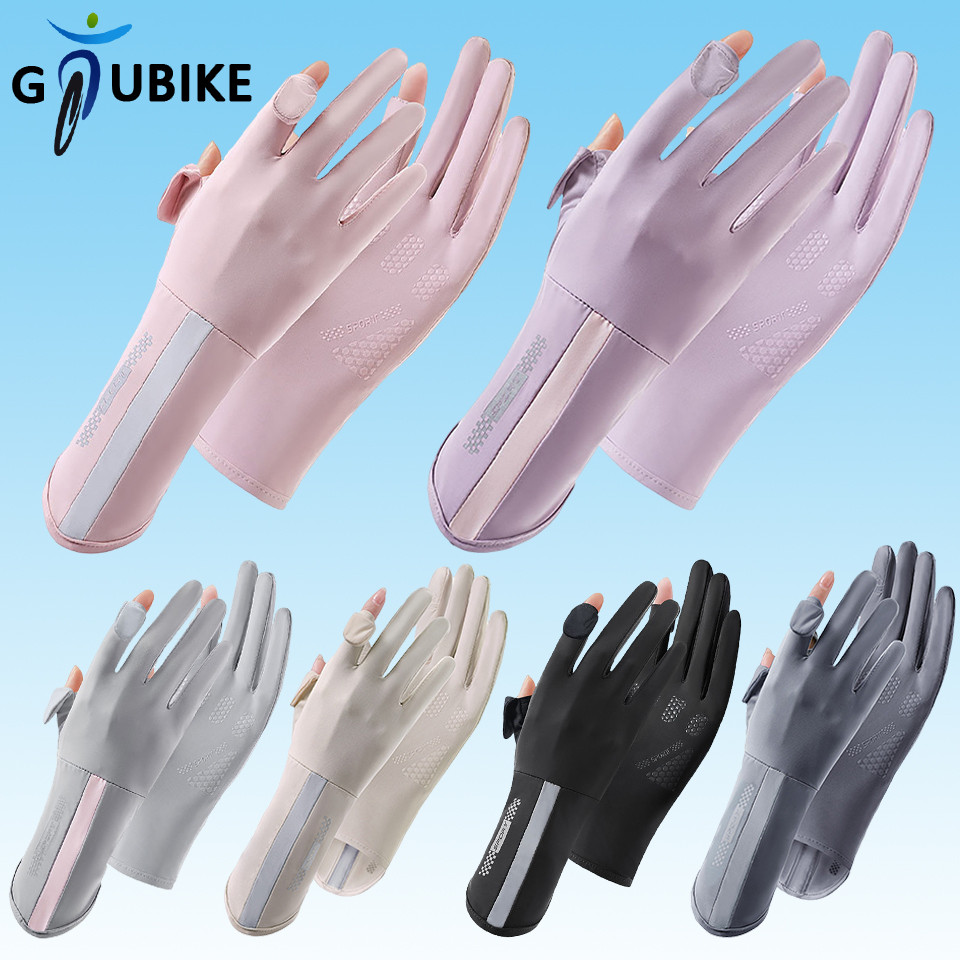 GTUBIKE กีฬากลางแจ้งขี่จักรยานปาล์มลื่นระบายอากาศตกปลาผ้าไหมน้ําแข็งกันแดดถุงมือครึ่งนิ้ว