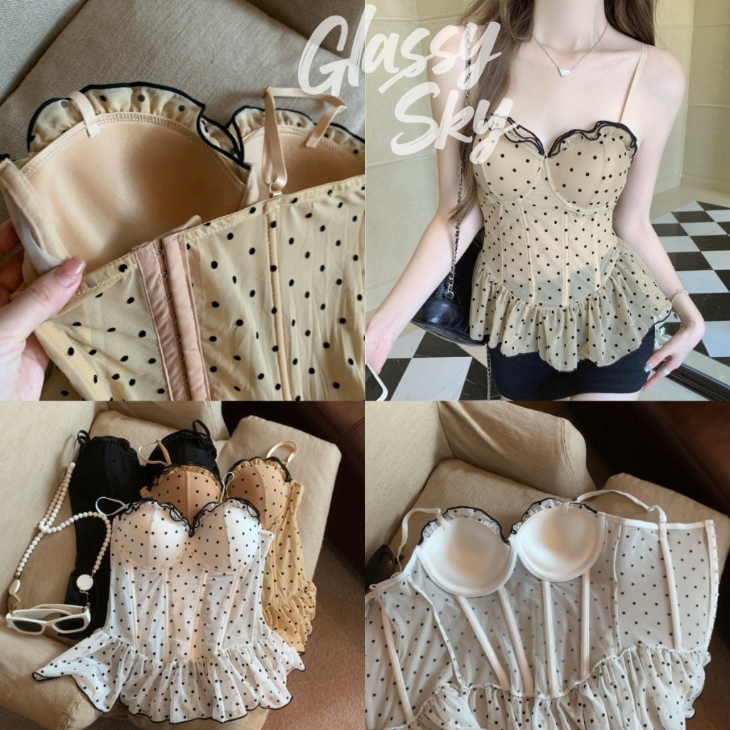 Glassy Sky พร้อมส่ง😜เสื้อแขนยาว คอกลม ดีเทลแต่งซีทรูบางเบาใส่สบายมาก เสื้อแขนยาวผู้หญิง สายเดี่ยว(FY1953)