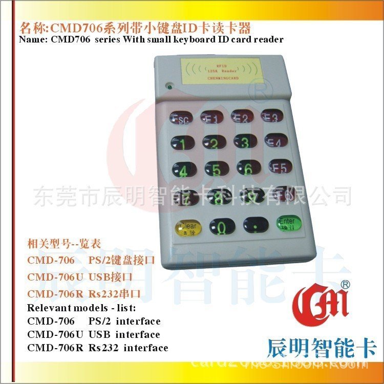 [CM Chenming] CMD706U พร้อมเครื่องอ่านการ์ดคีย์บอร์ด เครื่องอ่านการ์ด ID แบบเหนี่ยวนํา Digital Small