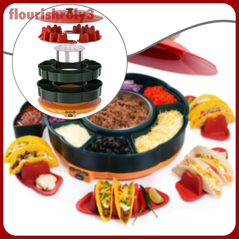 [Flurish] Taco วันอังคาร Kit Tacos Bar Durability ° ที่วาง Tacos หมุนได้ 4 อัน หม้ออุ่นพร้อมการควบคุ