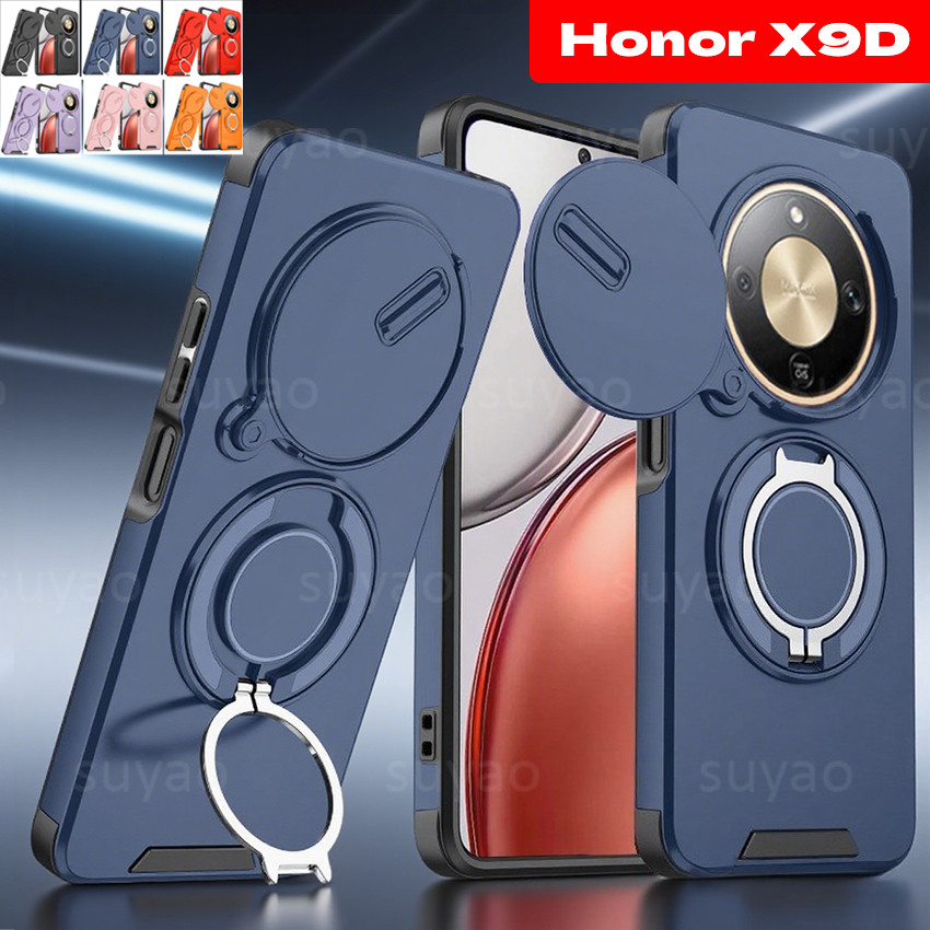 สําหรับ Honor X9D 5G 2025 เคสโทรศัพท์เกราะแหวนผู้ถือแม่เหล็กเลนส์ป้องกันกรณี HonorX9D X8D 600 Lite X5D X9C สมาร์ท X7D 400 Pro X6C X7C X9B X9A กันกระแทกปกหลัง