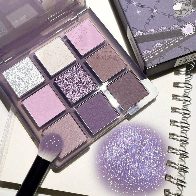 Store Selection#Girl's Dream Nine-Color Eyeshadow Palette Matte Fine Shimmer Smoky Gray Purple cos S