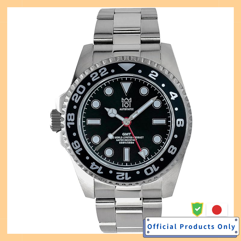 [HYAKUICHI 101] Hyakuichi No.14L Automatic GMT Diver's Watch Mechanical GMT World Time Left-Hand Bla