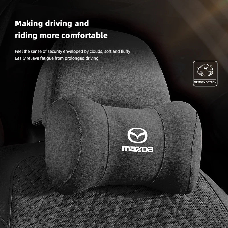 คุณภาพสูง Suede รถ Headrest Auto ที่นั่งคอหมอนนุ่มสําหรับ Mazda ความเร็ว 2 3 5 6 Atenza CX80 CX70 CX