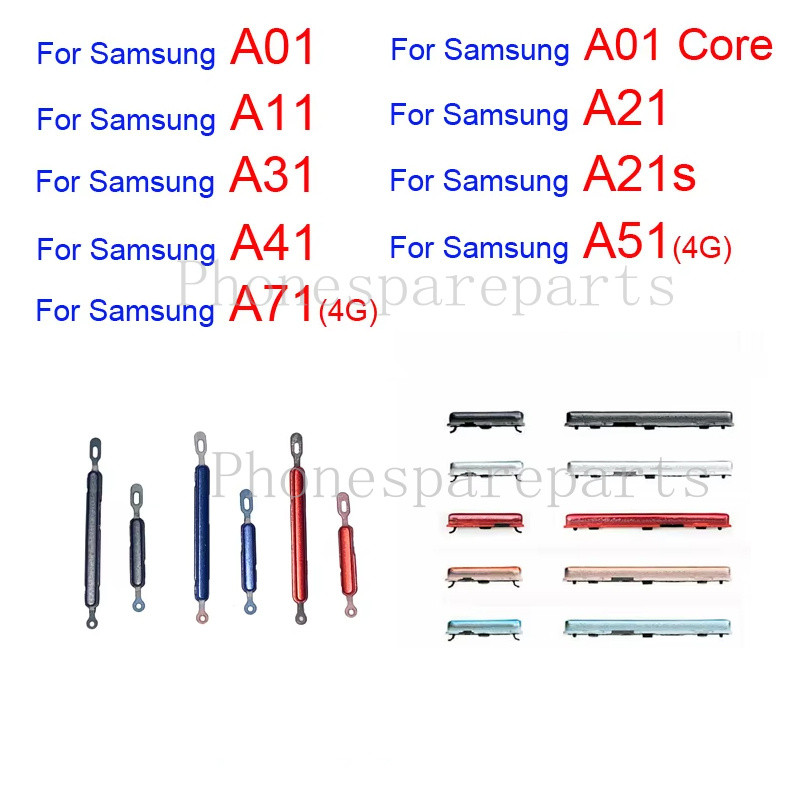 1 ชิ้นสําหรับ Samsung A01 Core A11 A21 A21s A31 A41 A51 A71 4G โทรศัพท์ปริมาณด้านข้างปุ่มปิดภายนอกคี