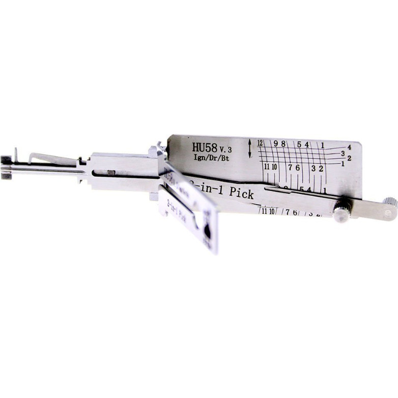 Lishi เครื่องมือช่างกุญแจ Professional Lishi 2 in 1 เครื่องมือ HU58 สําหรับ BMW กุญแจรถล็อค