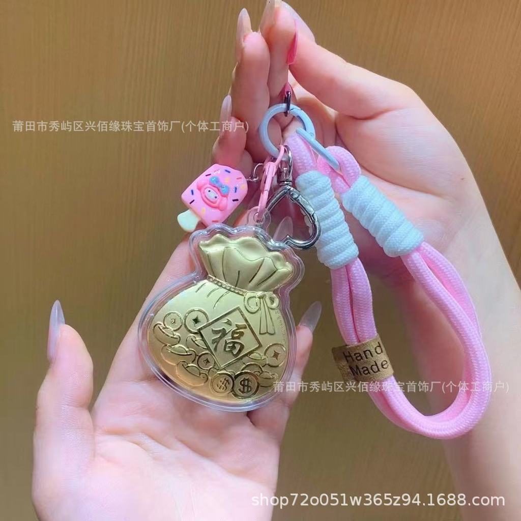 Mid-Foot Gold 999 Lucky Bag Lucky Character Gold Piece พวงกุญแจกระเป๋าจี้โซ่โทรศัพท์มือถือของขวัญสํา