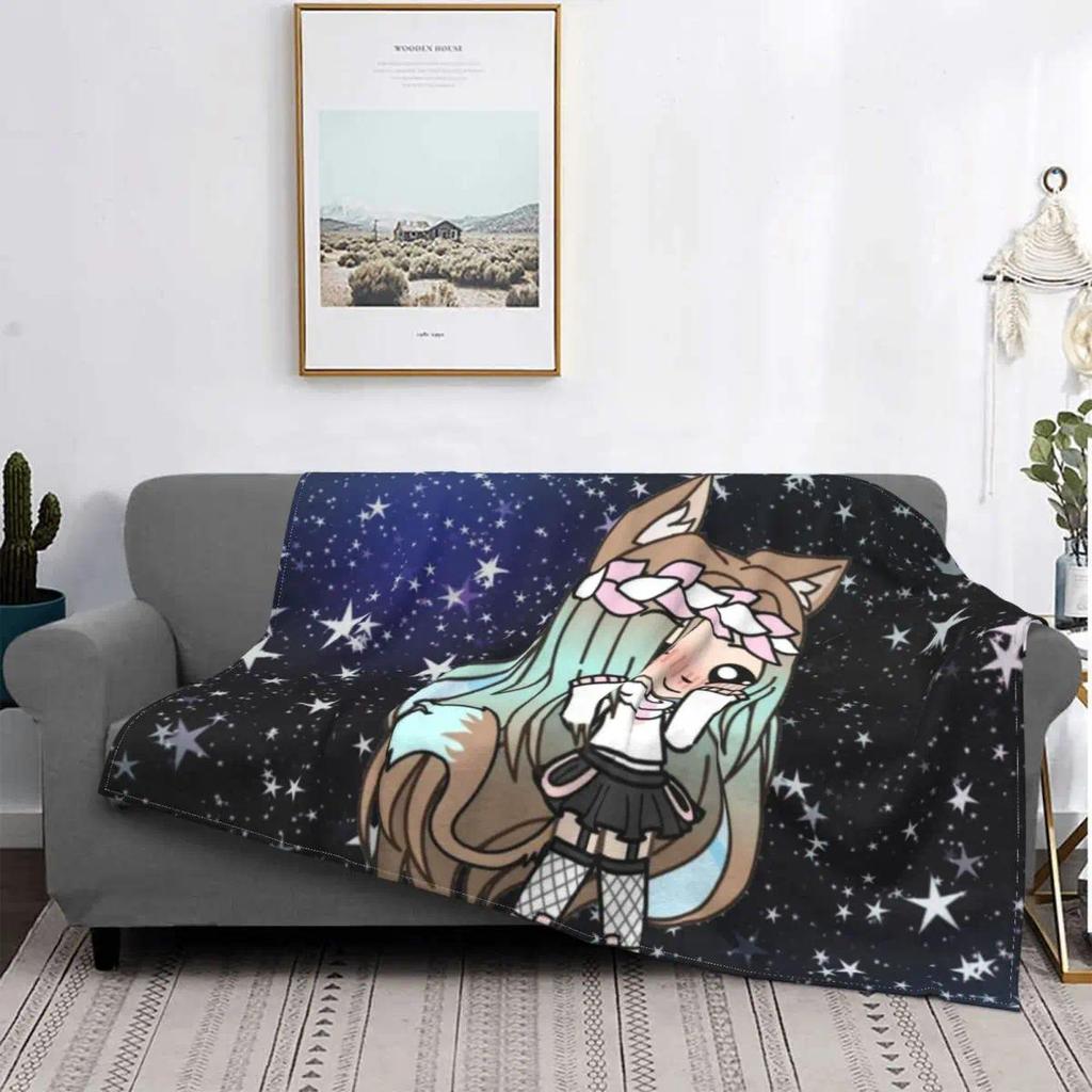 Gacha Life อะนิเมะโยนผ้าห่มน่ารัก Kawaii Gamer การ์ตูน Flannel นุ่ม Vintage สิ่งทอที่บ้านสําหรับฤดูใ