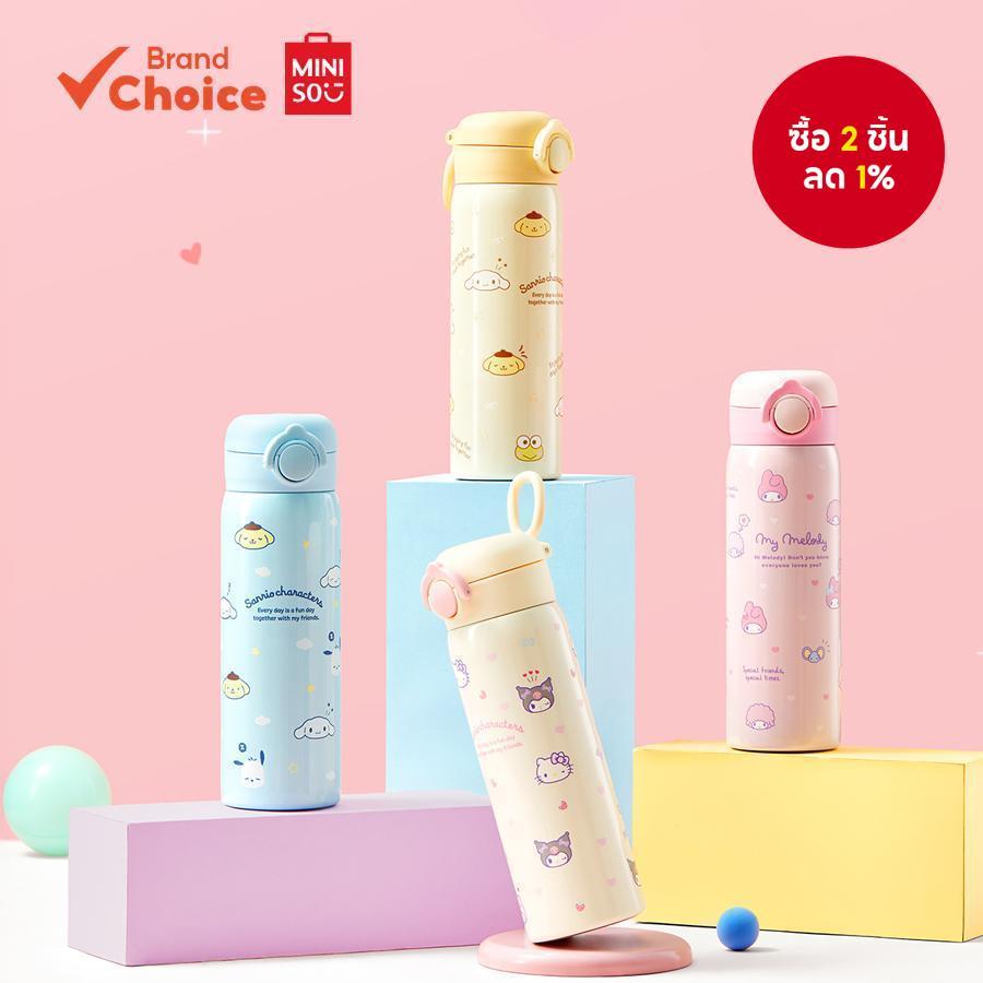 MINISO  ซีรีส์ Sanrio Magic Pop-Top - กระติกน้ําสุญญากาศ 316 ขนาด 500ml ลาย Cinnamoroll, Kuromi, Hello Kitty ขนาด 8.1ซม. x 7ซม. x 22.5ซม.