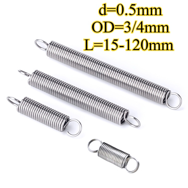 สปริงดึง / สปริงแรงดึง  สแตนเลส304 SUS304 d=0.5mm,OD=3/4mm,L=15~120mm 【BQ-MB-1】 - รูปที่ 2