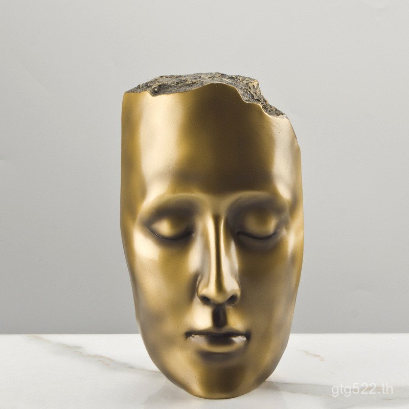 หน้ากากตกแต่ง Golden Face Portrait Room ห้องนั่งเล่นสีดํารุ่นโมเดิร์นประติมากรรมเครื่องประดับ Minima