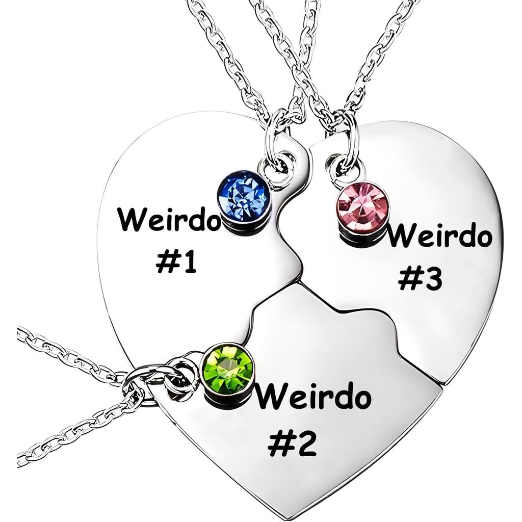 Friendship Necklace Matching Weirdo Heart Pendant Best Friend Necklace for Girls Women BFF Necklace 