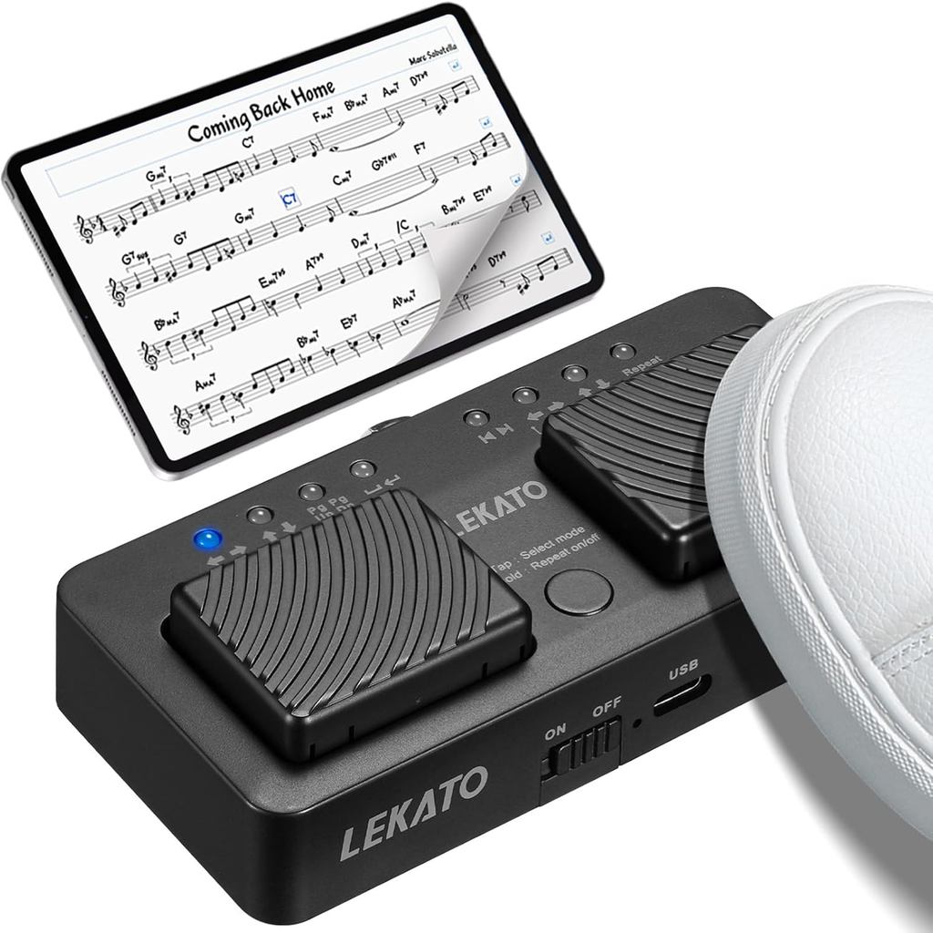 LEKATO Wireless Buletooth Page Turner Pedal, Wireless Foot Pedal Music Page Turner for Tablets, ipad