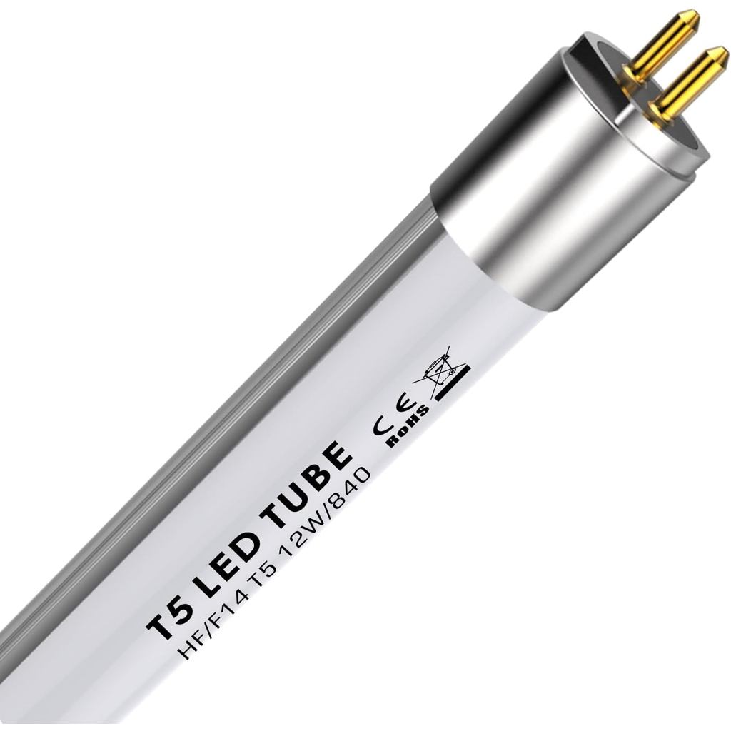 F14T5CW LED Bulb T5, 22 Inch, 12W, 1550lm, 4000K, 840, Cool White, LED Tube for EVG, 140 Degree, G5 