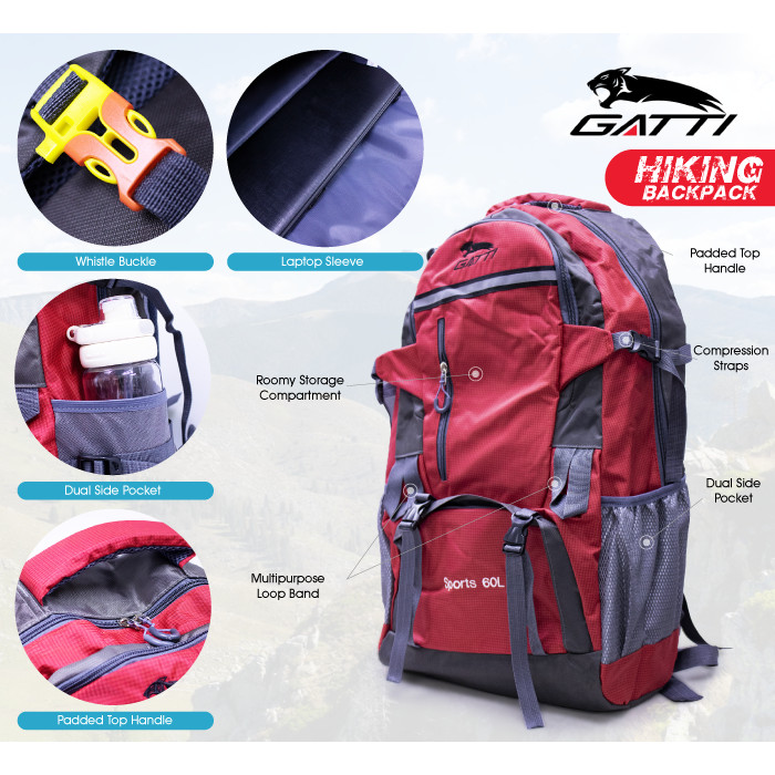 Gatti Beg Hiking 60L Outdoor Travel Camping Backpack 2306