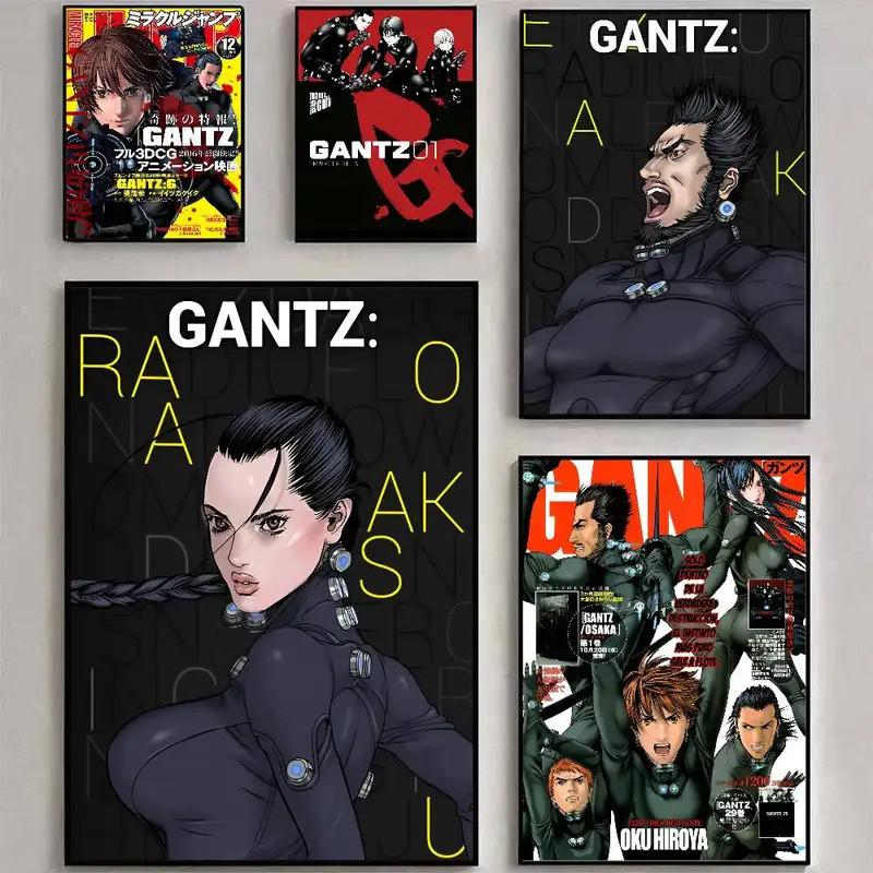 Retro Anime "G-Gantz" โปสเตอร์ผ้าใบ,การพิมพ์ความละเอียดสูง,ตกแต่งบ้านที่สวยงามสําหรับห้องนั่งเล่นและ