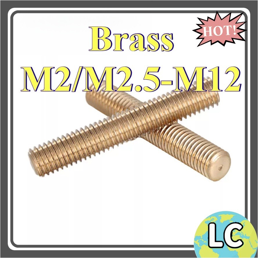 คอลัมน์ทองแดง สกรูทองเหลือง แถบฟัน ด้ายเต็ม ผ่านสกรู ก้านฟัน M2/M2.5/M3/M4/M5/M6/M8/M10/M12 ยาว 200m