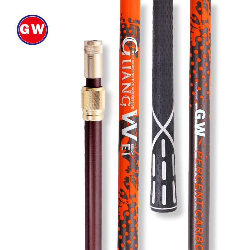 Guangwei Carbon Dip Net Rod สีน้ําตาลตกปลา Rod Retractable ตําแหน่งตกปลาอุปกรณ์ตกปลา 2.1/2.7 M I8JY