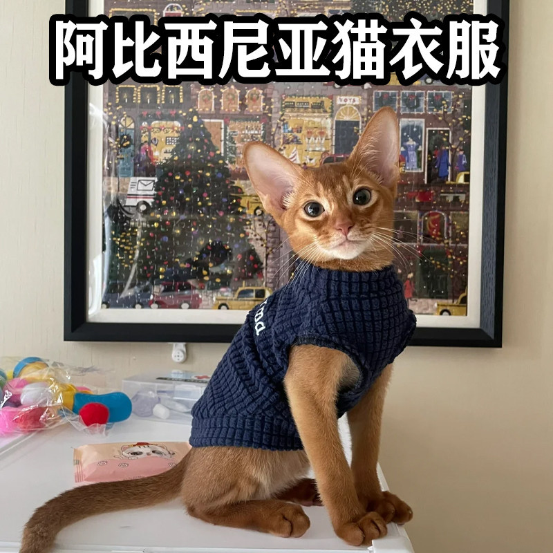 เสื้อสุนัข เสื้อแมว เสื้อผ้าแมว Abyssinia ป้องกันขนร่วงสัตว์เลี้ยงฤดูหนาวหนาฐานเสื้อลูกแมวสี่ฤดูอุปก