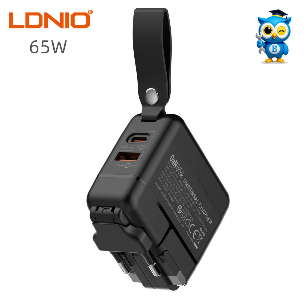 LDNIO Q2618 GaN 65W เครื่องชาร์จเดินทางแบบชาร์จเร็วอเนกประสงค์พร้อมอะแดปเตอร์พิน