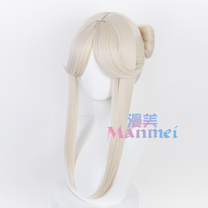 วิกผมหนังศีรษะด้านบนแยกผม Bun สำหรับคอสเพลย์