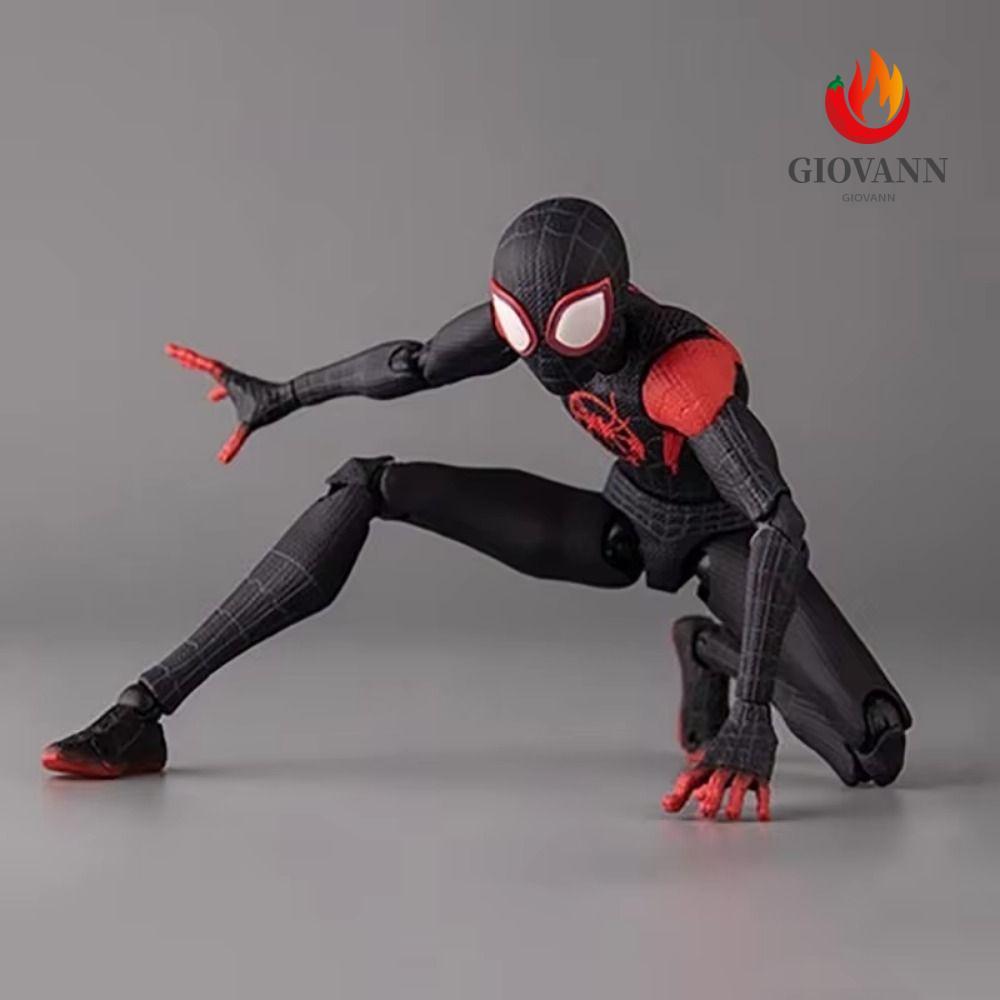 GIOVANNI Miles อะนิเมะ Action Figure, Joint Movable PVC Spider Man รูป, ตกแต่งบ้านข้าม Spider-Verse Dress Up Marvel Miles Morales ของเล่นของขวัญวันเกิด