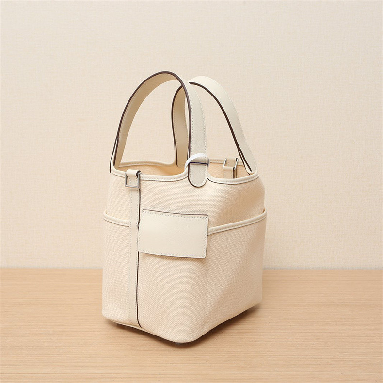 [ดําเนินการด้วยตนเอง] ยุคกลาง 99 ใหม่ Hermes Hermes Ladies Bag Cargo 18 Canvas และ Swift Calfskin